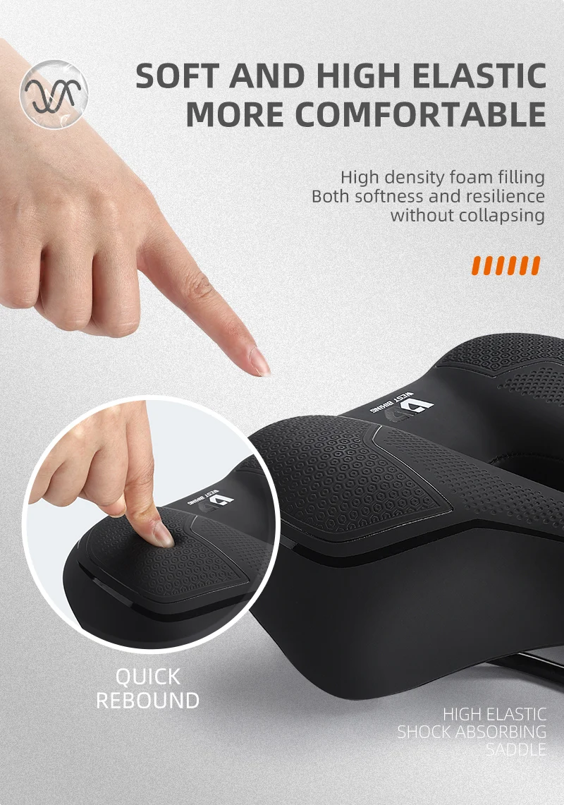 WEST BIKING Bicycle Saddle MTB Road Bike Hollow Breathable Seat Cushion Waterproof Soft Shock Absorption Cycling Saddle Parts