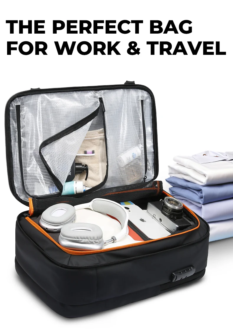 BANGE Anti-Theft Cabin Bag Wet And Dry Separation Travel Backpack for Men Women Hand Luggage 15.6 inch Laptop Backpacks for Male