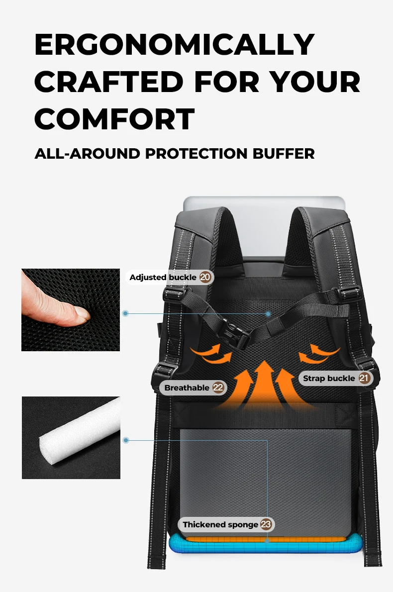 BANGE Anti-Theft Cabin Bag Wet And Dry Separation Travel Backpack for Men Women Hand Luggage 15.6 inch Laptop Backpacks for Male