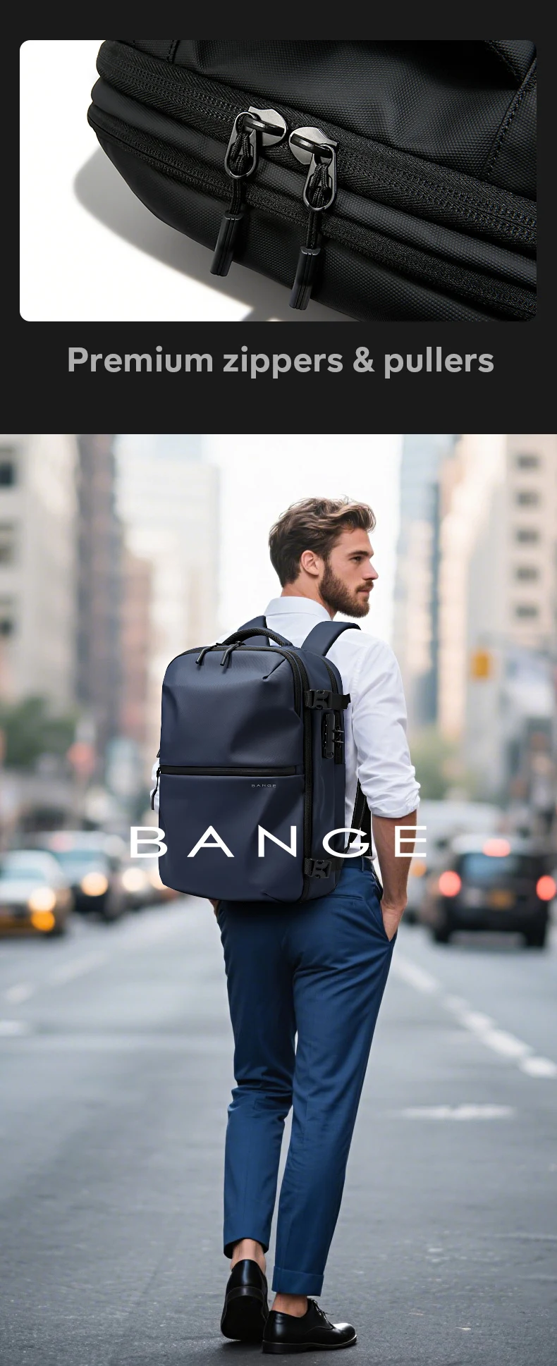 BANGE Anti-Theft Cabin Bag Wet And Dry Separation Travel Backpack for Men Women Hand Luggage 15.6 inch Laptop Backpacks for Male