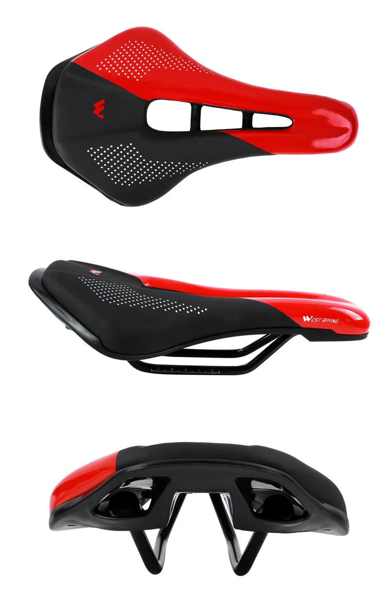 WEST BIKING Thickened Bike Saddle Dual Shock Balls Comfort Hollow Non-Slip Soft Cushion For MTB Road Bike Cycling Accessories