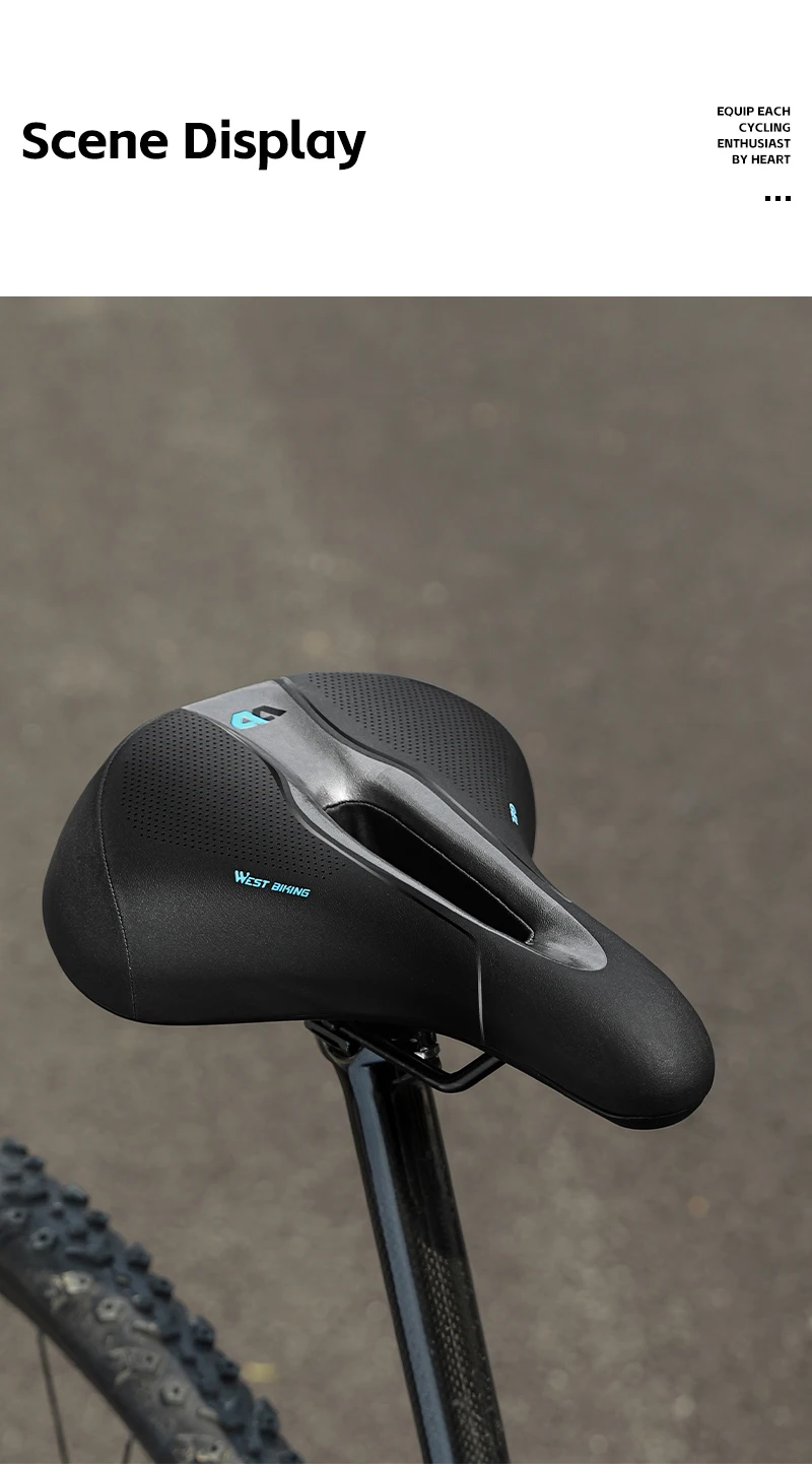 WEST BIKING Thickened Bike Saddle Dual Shock Balls Comfort Hollow Non-Slip Soft Cushion For MTB Road Bike Cycling Accessories