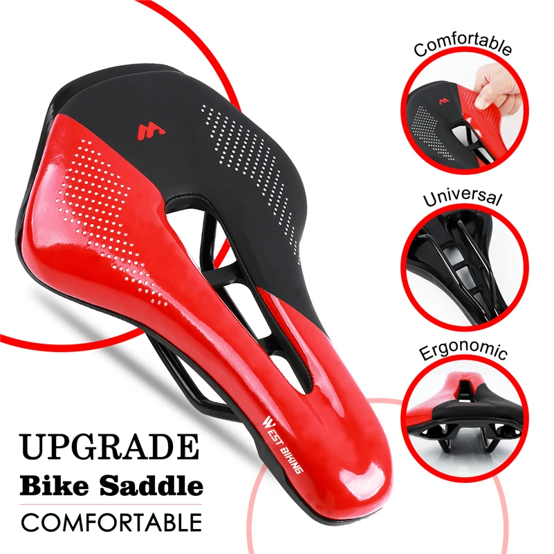 WEST BIKING Thickened Bike Saddle Dual Shock Balls Comfort Hollow Non-Slip Soft Cushion For MTB Road Bike Cycling Accessories