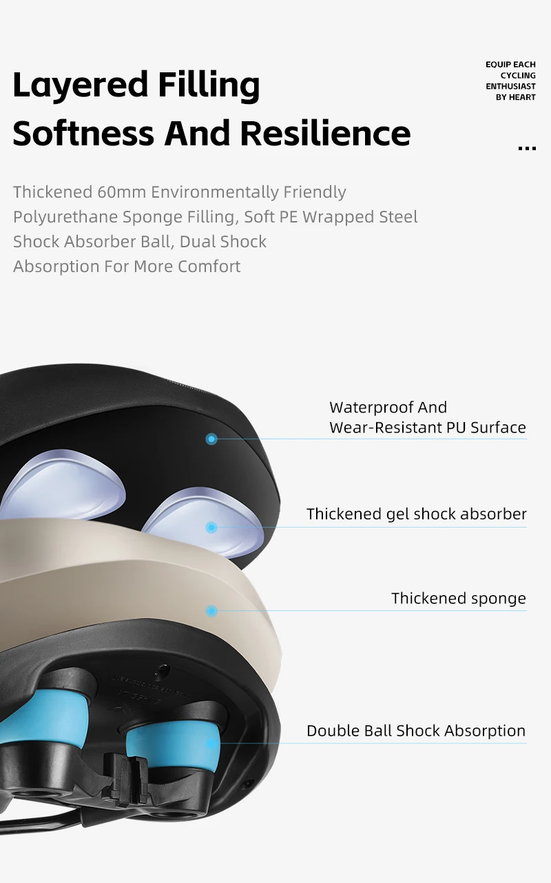 WEST BIKING Thickened Bike Saddle Dual Shock Balls Comfort Hollow Non-Slip Soft Cushion For MTB Road Bike Cycling Accessories