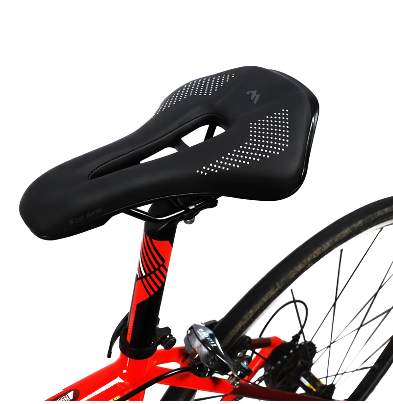 WEST BIKING Thickened Bike Saddle Dual Shock Balls Comfort Hollow Non-Slip Soft Cushion For MTB Road Bike Cycling Accessories