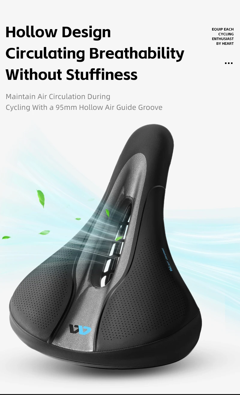 WEST BIKING Thickened Bike Saddle Dual Shock Balls Comfort Hollow Non-Slip Soft Cushion For MTB Road Bike Cycling Accessories