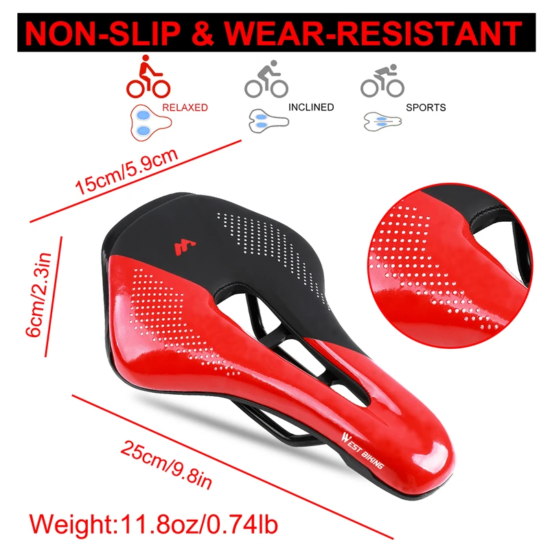 WEST BIKING Thickened Bike Saddle Dual Shock Balls Comfort Hollow Non-Slip Soft Cushion For MTB Road Bike Cycling Accessories