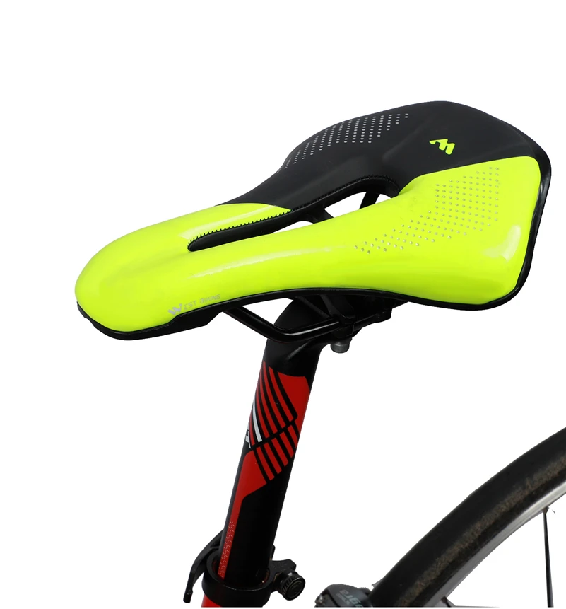 WEST BIKING Thickened Bike Saddle Dual Shock Balls Comfort Hollow Non-Slip Soft Cushion For MTB Road Bike Cycling Accessories
