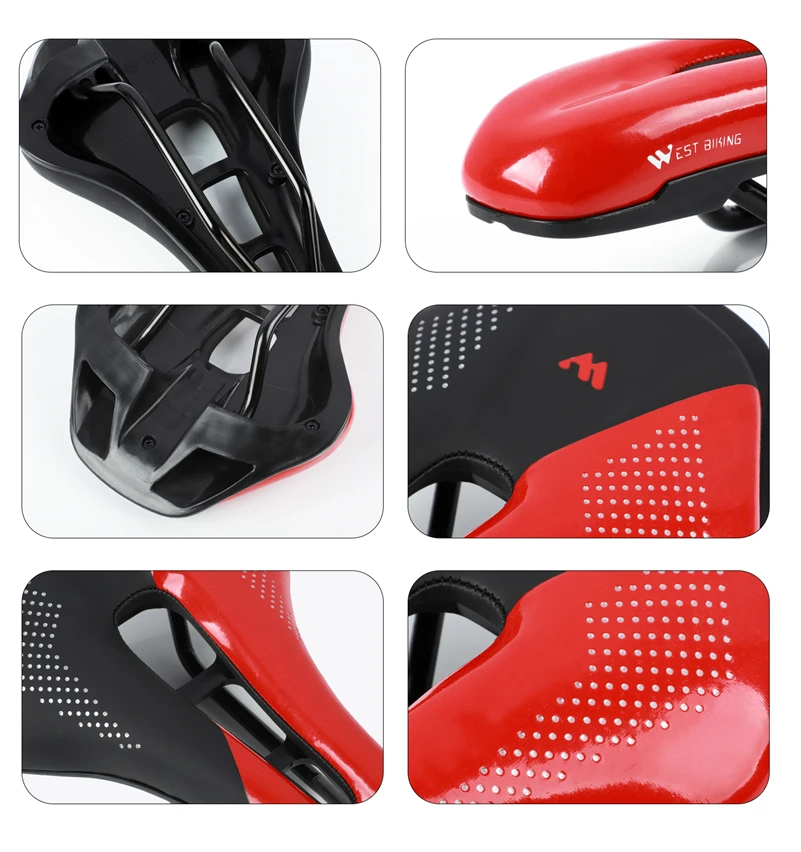 WEST BIKING Thickened Bike Saddle Dual Shock Balls Comfort Hollow Non-Slip Soft Cushion For MTB Road Bike Cycling Accessories