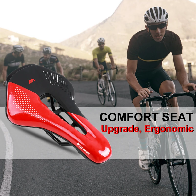 WEST BIKING Thickened Bike Saddle Dual Shock Balls Comfort Hollow Non-Slip Soft Cushion For MTB Road Bike Cycling Accessories