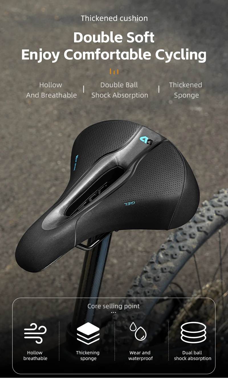 WEST BIKING Thickened Bike Saddle Dual Shock Balls Comfort Hollow Non-Slip Soft Cushion For MTB Road Bike Cycling Accessories
