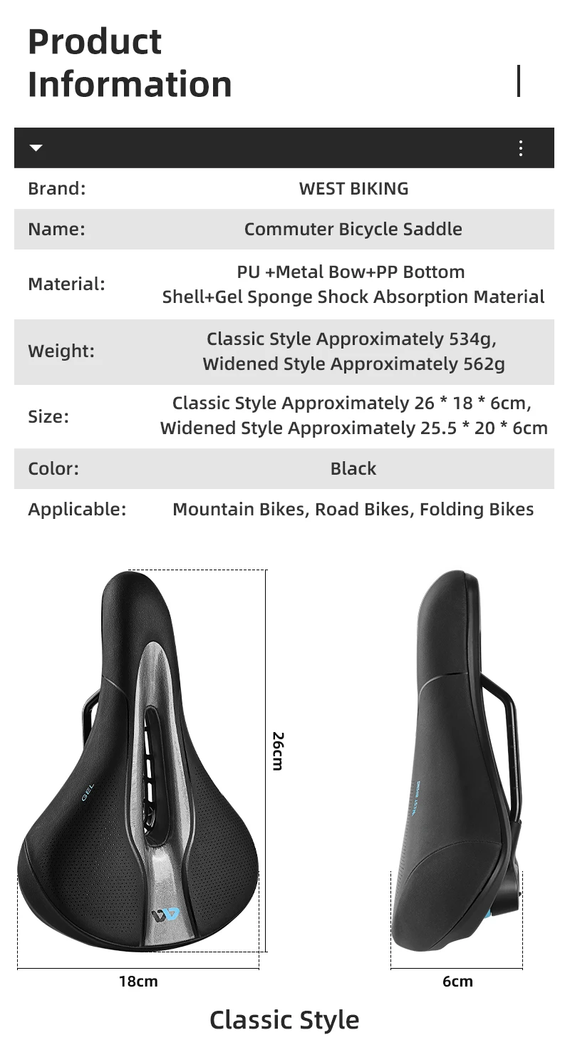 WEST BIKING Thickened Bike Saddle Dual Shock Balls Comfort Hollow Non-Slip Soft Cushion For MTB Road Bike Cycling Accessories