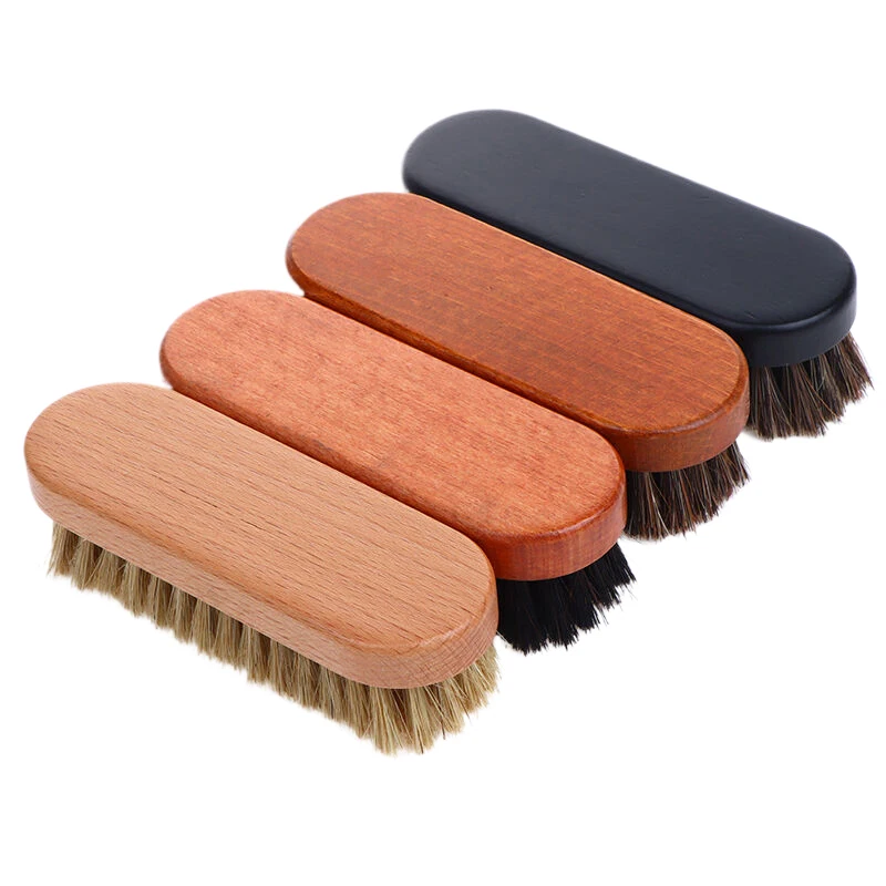 Handle Details Polishing And Cleaning Brush Horse Hair Wood Brush Leather Shoe Care And Cleaning Shoe Brush