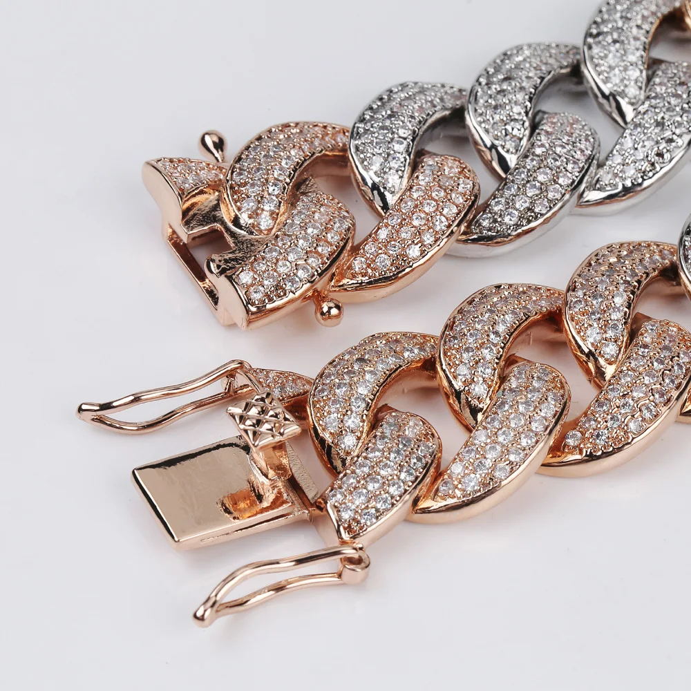 TOPGRILLZ Maimi Cuban Link Chain Necklace Men's Hip Hop Gold Color Iced Out Cubic Zircon Necklaces Jewelry Gifts 16" -30"