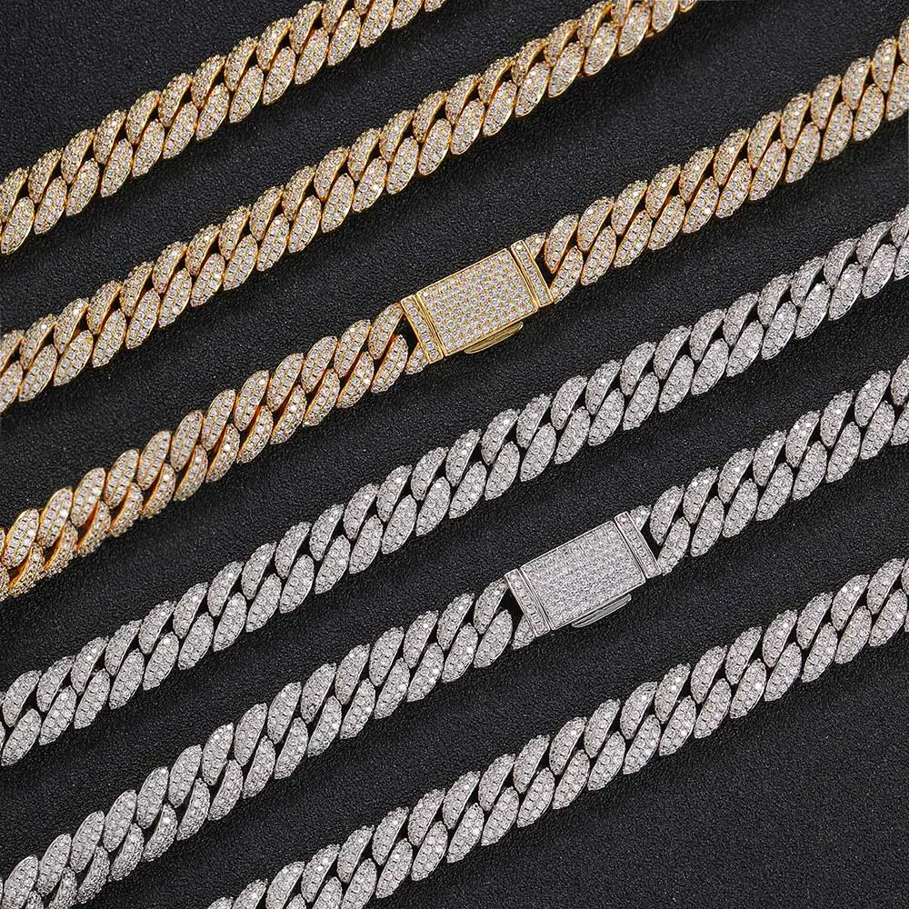 Hip Hop Jewelry 10MM 2 Rows Cubic Zircon CZ Bling Iced Out Cuban Link Chain Necklace For Women Men Gift Inventory Drop Shipping