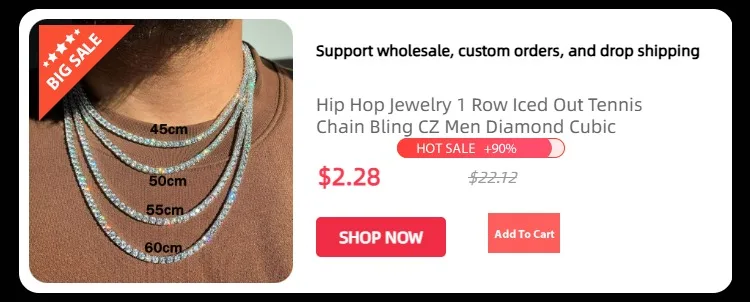 Hip Hop Jewelry 10MM 2 Rows Cubic Zircon CZ Bling Iced Out Cuban Link Chain Necklace For Women Men Gift Inventory Drop Shipping