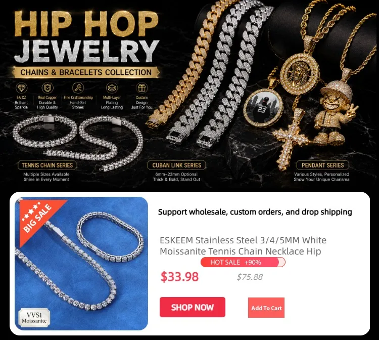 Hip Hop Jewelry 10MM 2 Rows Cubic Zircon CZ Bling Iced Out Cuban Link Chain Necklace For Women Men Gift Inventory Drop Shipping