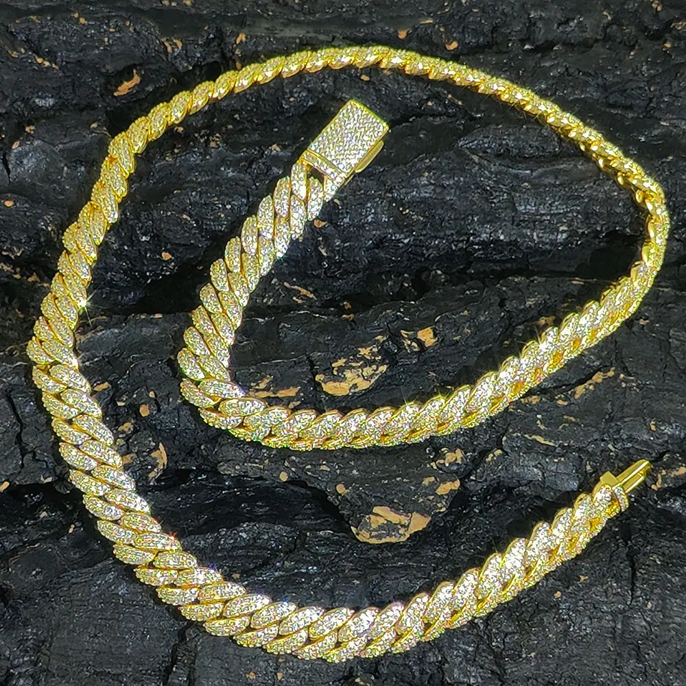 Hip Hop Jewelry 10MM 2 Rows Cubic Zircon CZ Bling Iced Out Cuban Link Chain Necklace For Women Men Gift Inventory Drop Shipping