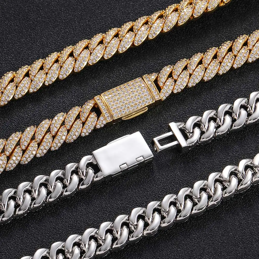 Hip Hop Jewelry 10MM 2 Rows Cubic Zircon CZ Bling Iced Out Cuban Link Chain Necklace For Women Men Gift Inventory Drop Shipping