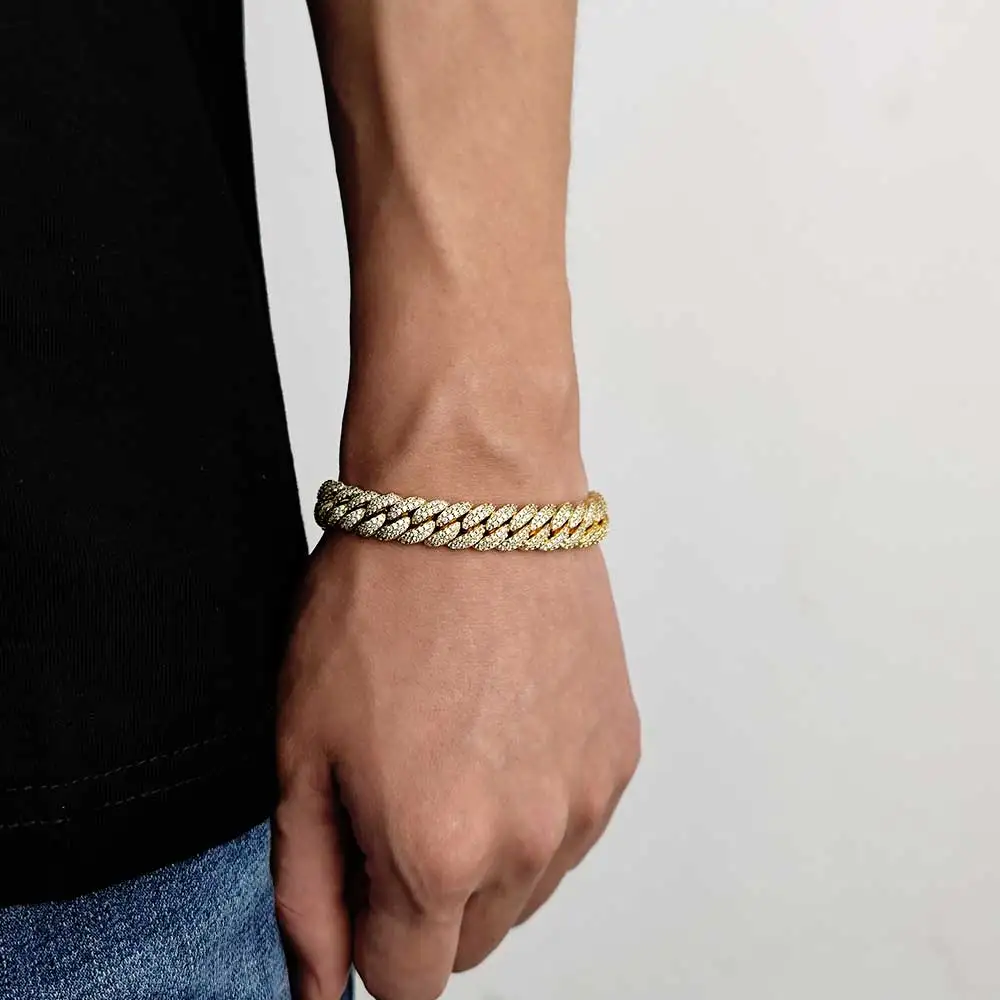Hip Hop Jewelry 10MM 2 Rows Cubic Zircon CZ Bling Iced Out Cuban Link Chain Necklace For Women Men Gift Inventory Drop Shipping