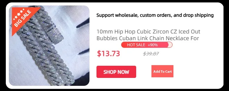 Hip Hop Jewelry 10MM 2 Rows Cubic Zircon CZ Bling Iced Out Cuban Link Chain Necklace For Women Men Gift Inventory Drop Shipping