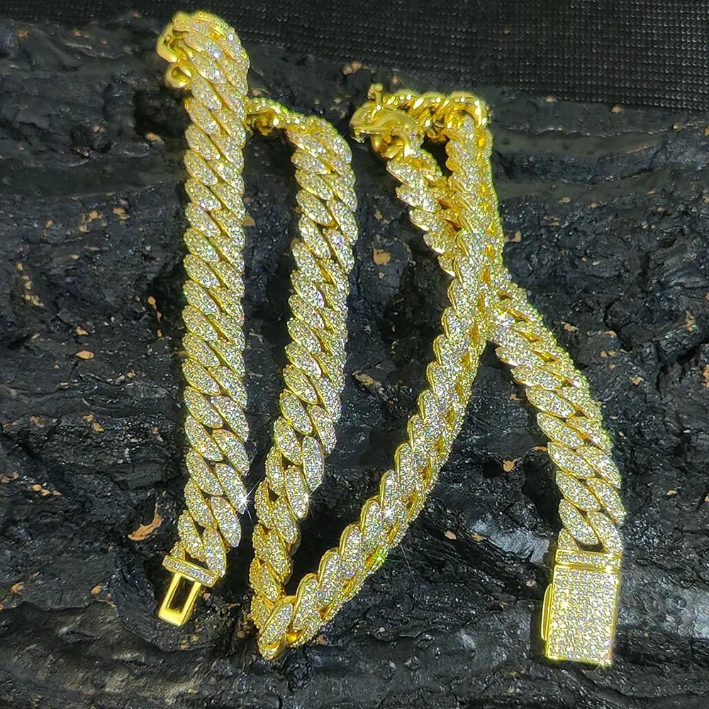 Hip Hop Jewelry 10MM 2 Rows Cubic Zircon CZ Bling Iced Out Cuban Link Chain Necklace For Women Men Gift Inventory Drop Shipping