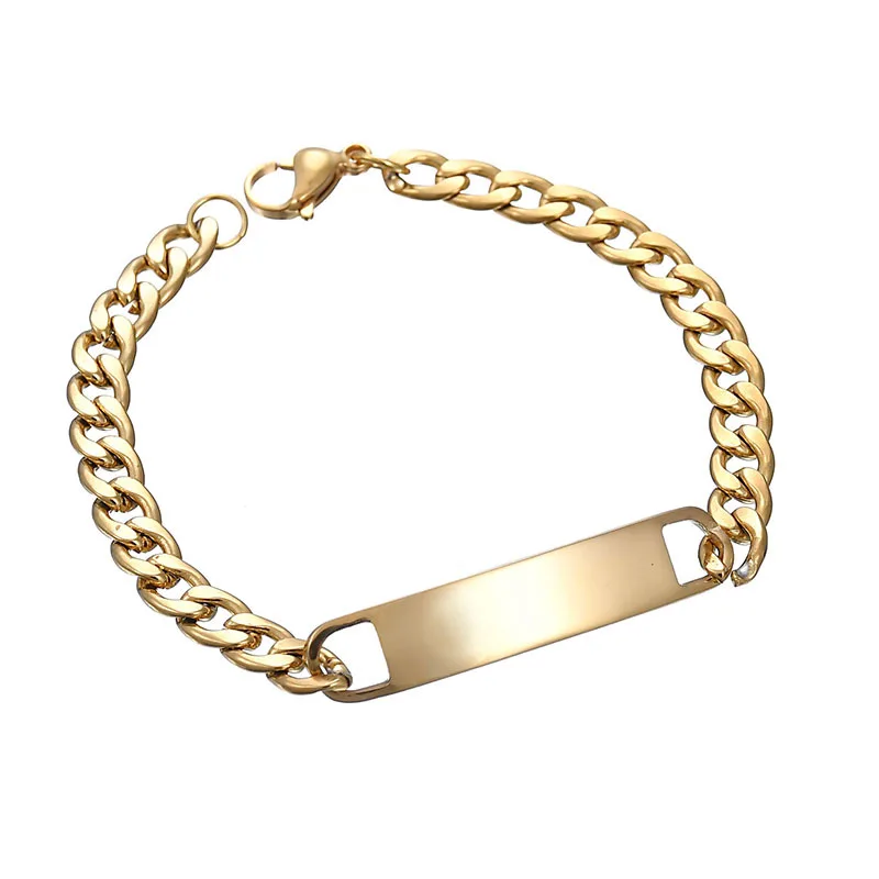 Custom Logo Inscription Eyes Engrave Stainless Steel Bracelet Women Personalized For Men Id Bracelet Dropshipping