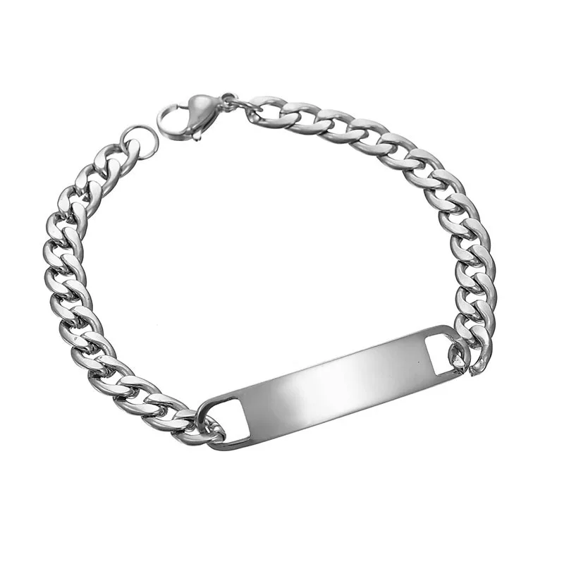Custom Logo Inscription Eyes Engrave Stainless Steel Bracelet Women Personalized For Men Id Bracelet Dropshipping