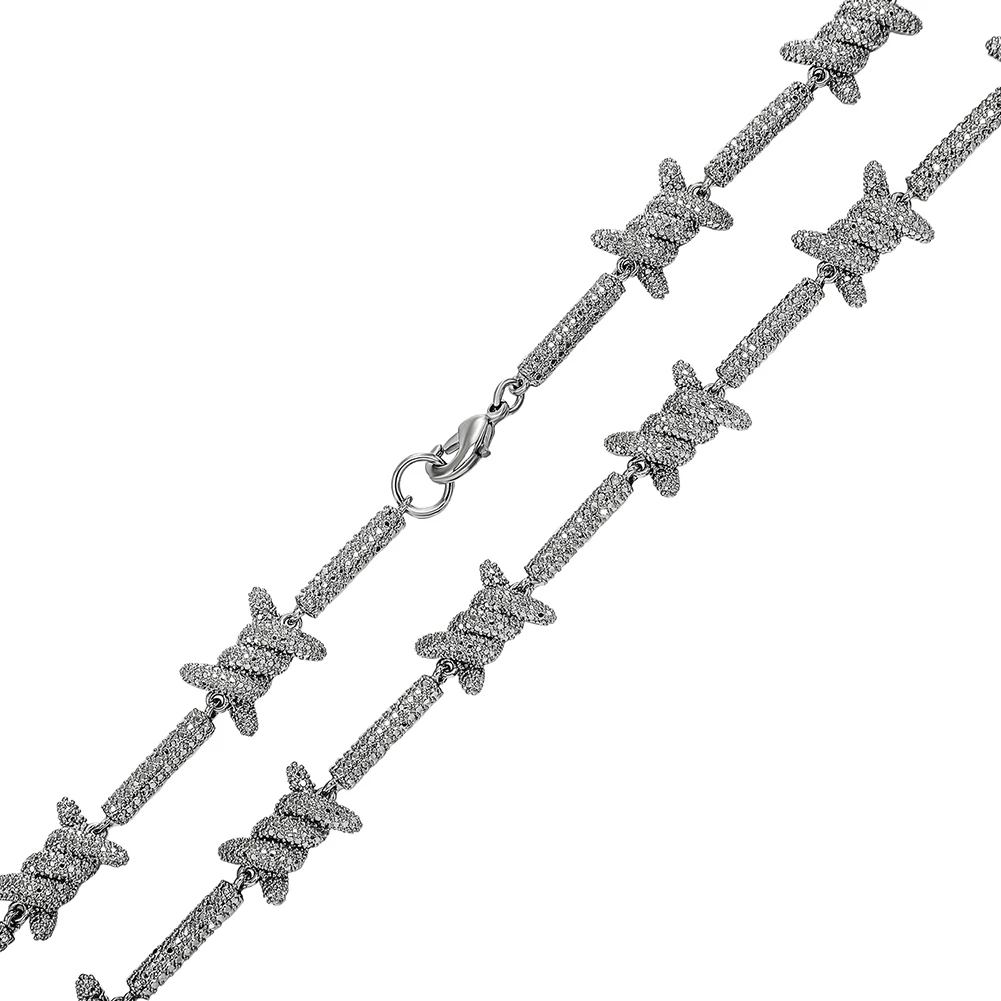TOPGRILLZ New Color Retention Waterproof Jewelry Set 10 Mm Staggered Pattern Length Xknot Necklace Bracelet Hip Hop Punk Jewelry