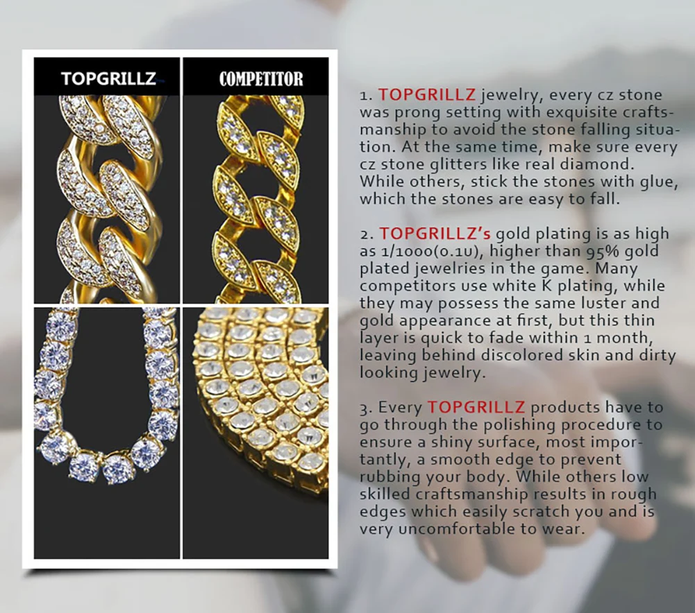 TOPGRILLZ New Color Retention Waterproof Jewelry Set 10 Mm Staggered Pattern Length Xknot Necklace Bracelet Hip Hop Punk Jewelry