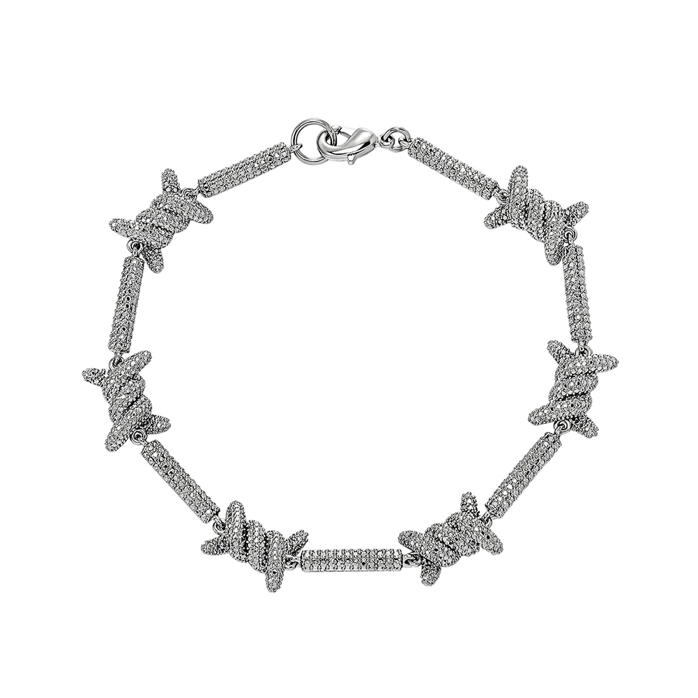 TOPGRILLZ New Color Retention Waterproof Jewelry Set 10 Mm Staggered Pattern Length Xknot Necklace Bracelet Hip Hop Punk Jewelry