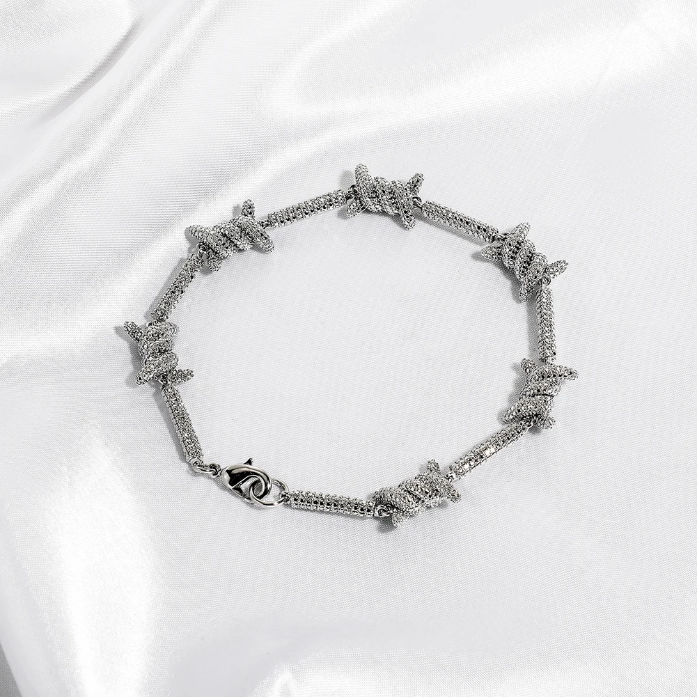 TOPGRILLZ New Color Retention Waterproof Jewelry Set 10 Mm Staggered Pattern Length Xknot Necklace Bracelet Hip Hop Punk Jewelry
