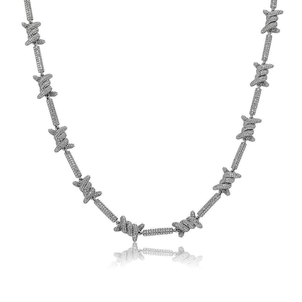 TOPGRILLZ New Color Retention Waterproof Jewelry Set 10 Mm Staggered Pattern Length Xknot Necklace Bracelet Hip Hop Punk Jewelry