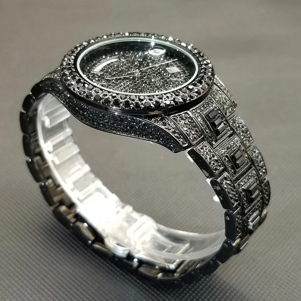 Full Iced Out Watch For Men Luxury Gold Hip Hop Diamond Quartz Mens Watches Waterproof Day Date Clock Best Selling Product 2023