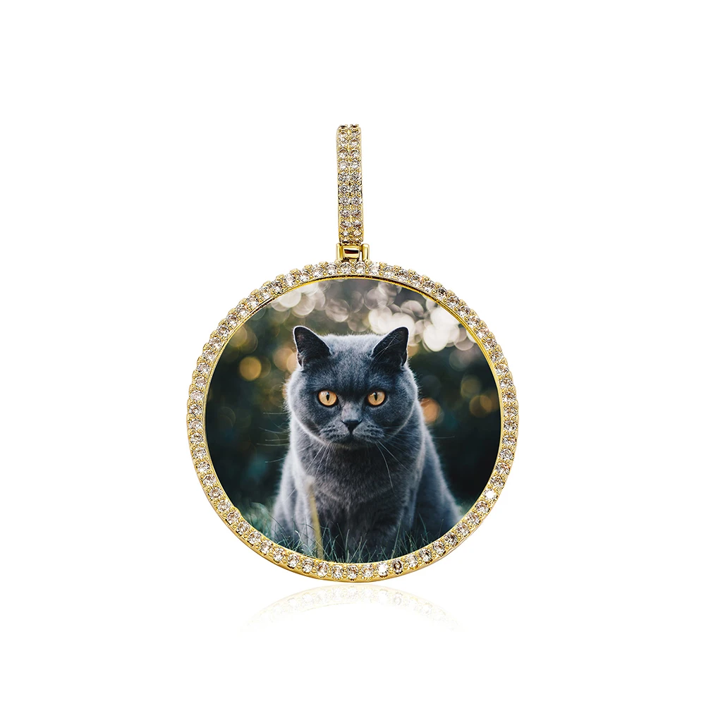 TOPGRILLZ Oversize Large/Small Round Custom Photo NFT Necklace For Digital Art and CryptoArt Couple Pendant Hip Hop Jewelry Gift