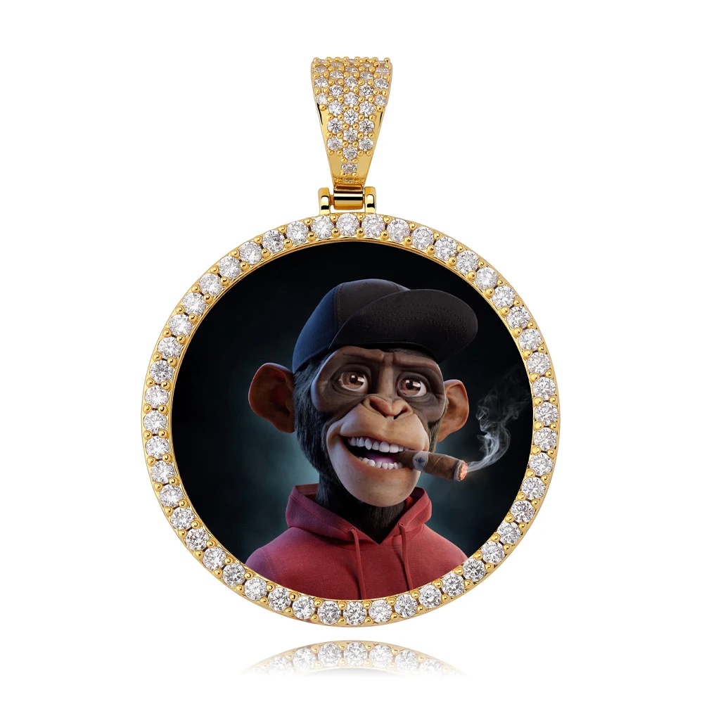 TOPGRILLZ Oversize Large/Small Round Custom Photo NFT Necklace For Digital Art and CryptoArt Couple Pendant Hip Hop Jewelry Gift