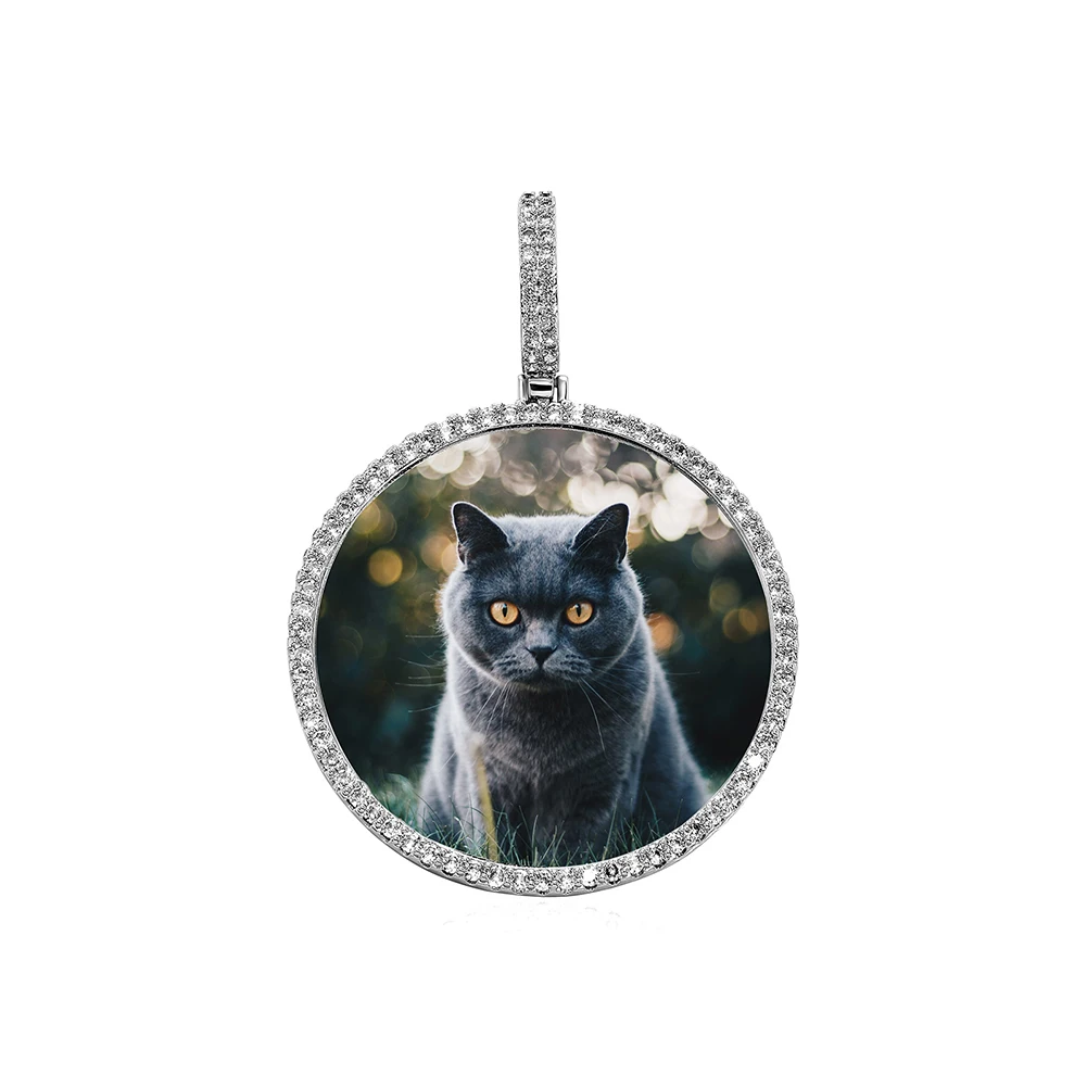 TOPGRILLZ Oversize Large/Small Round Custom Photo NFT Necklace For Digital Art and CryptoArt Couple Pendant Hip Hop Jewelry Gift