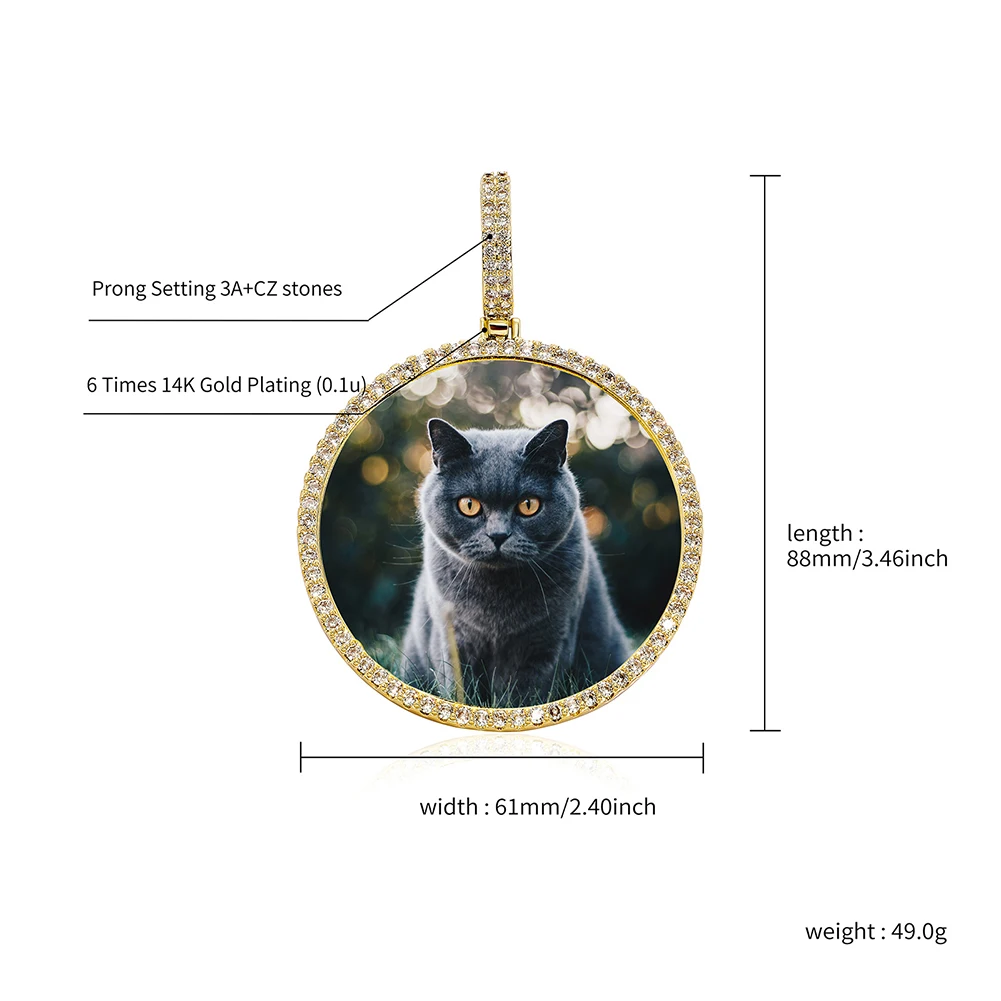 TOPGRILLZ Oversize Large/Small Round Custom Photo NFT Necklace For Digital Art and CryptoArt Couple Pendant Hip Hop Jewelry Gift