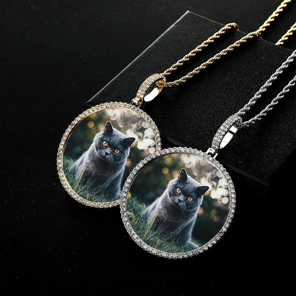 TOPGRILLZ Oversize Large/Small Round Custom Photo NFT Necklace For Digital Art and CryptoArt Couple Pendant Hip Hop Jewelry Gift