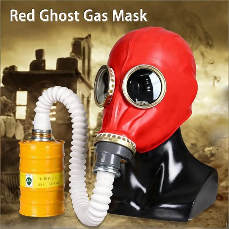 New Red Black Full Head Gas Mask Respirator Natural Rubber Ghost Mask Chemical Mask For Painting Spray Pesticide Halloween