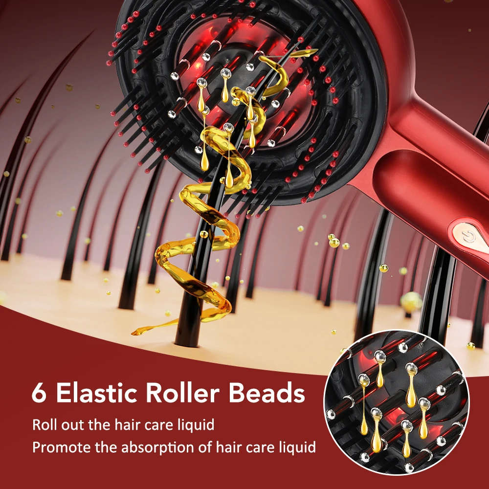 Scalp Massage Comb with Red Light, Electric Hair Scalp Massager with 3 Modes, Rechargeable 6ml Serum Applicator Tool