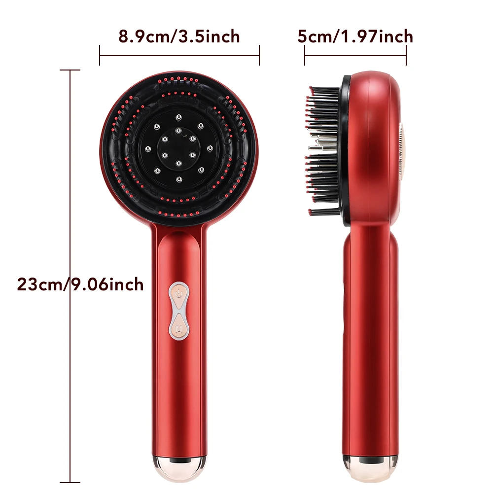 Scalp Massage Comb with Red Light, Electric Hair Scalp Massager with 3 Modes, Rechargeable 6ml Serum Applicator Tool