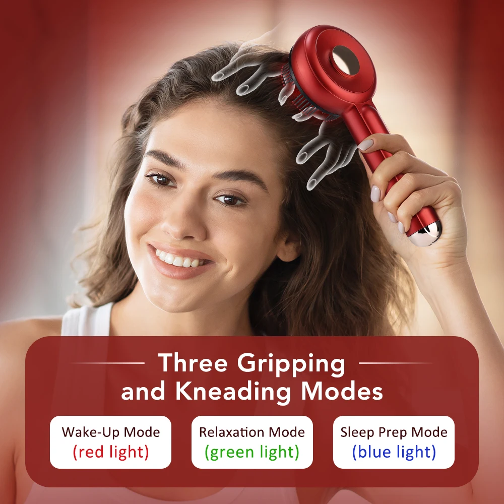 Scalp Massage Comb with Red Light, Electric Hair Scalp Massager with 3 Modes, Rechargeable 6ml Serum Applicator Tool
