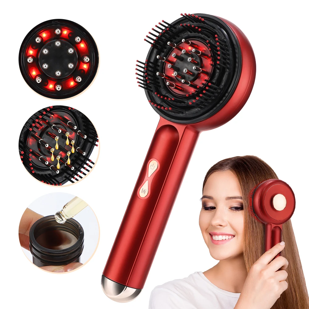 Scalp Massage Comb with Red Light, Electric Hair Scalp Massager with 3 Modes, Rechargeable 6ml Serum Applicator Tool
