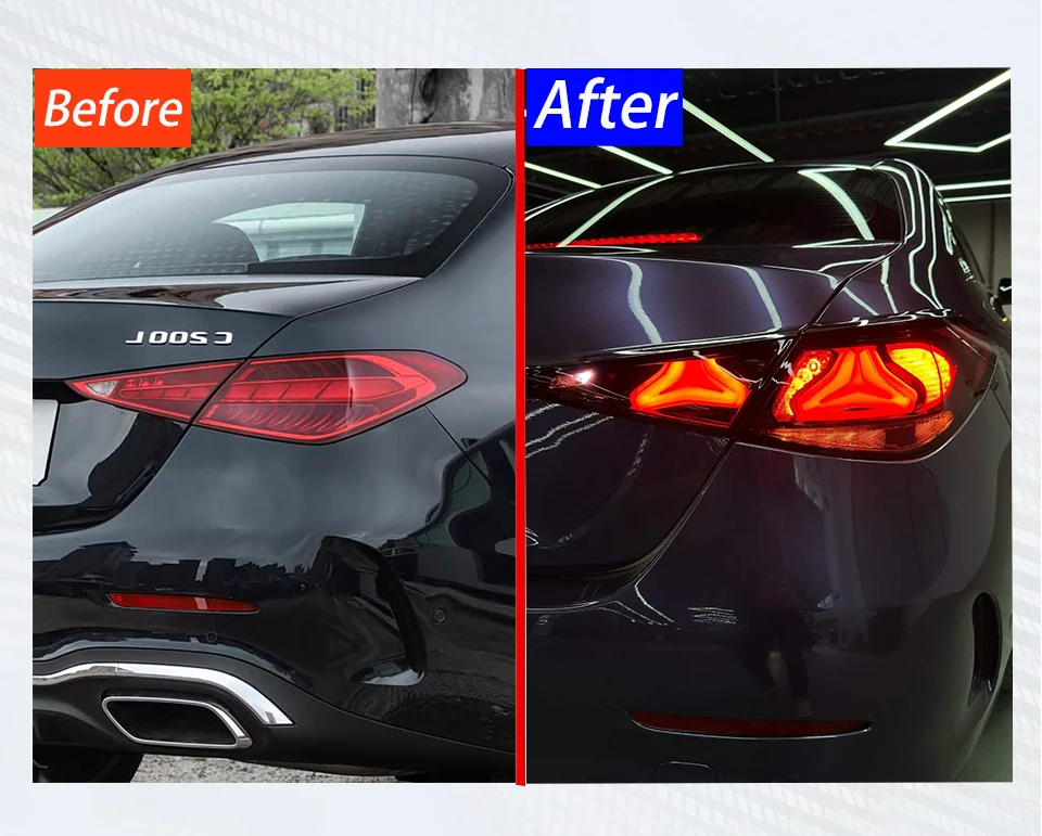 For Mercedes Benz C Class W206 2021-2025 New E-Class W214 Style LED Tail Lights Smoked Dynamic Animation Sequential Rear Lamp
