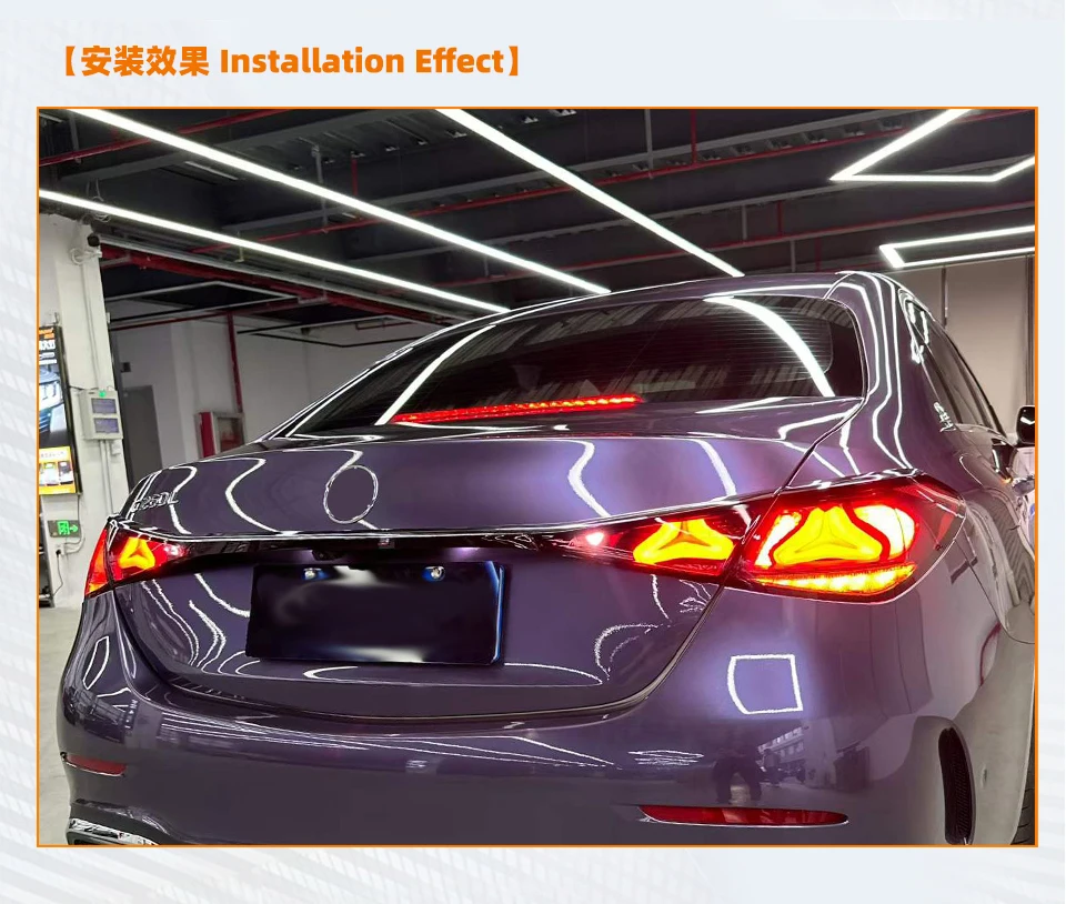 For Mercedes Benz C Class W206 2021-2025 New E-Class W214 Style LED Tail Lights Smoked Dynamic Animation Sequential Rear Lamp