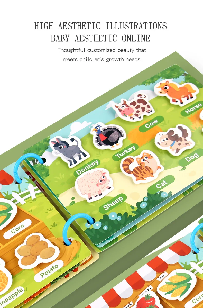 New Montessori Scene Stickers for Children DIY Hand-on Puzzle Reusable Books Cartoon Learning Cognition Toys for Kids Gift