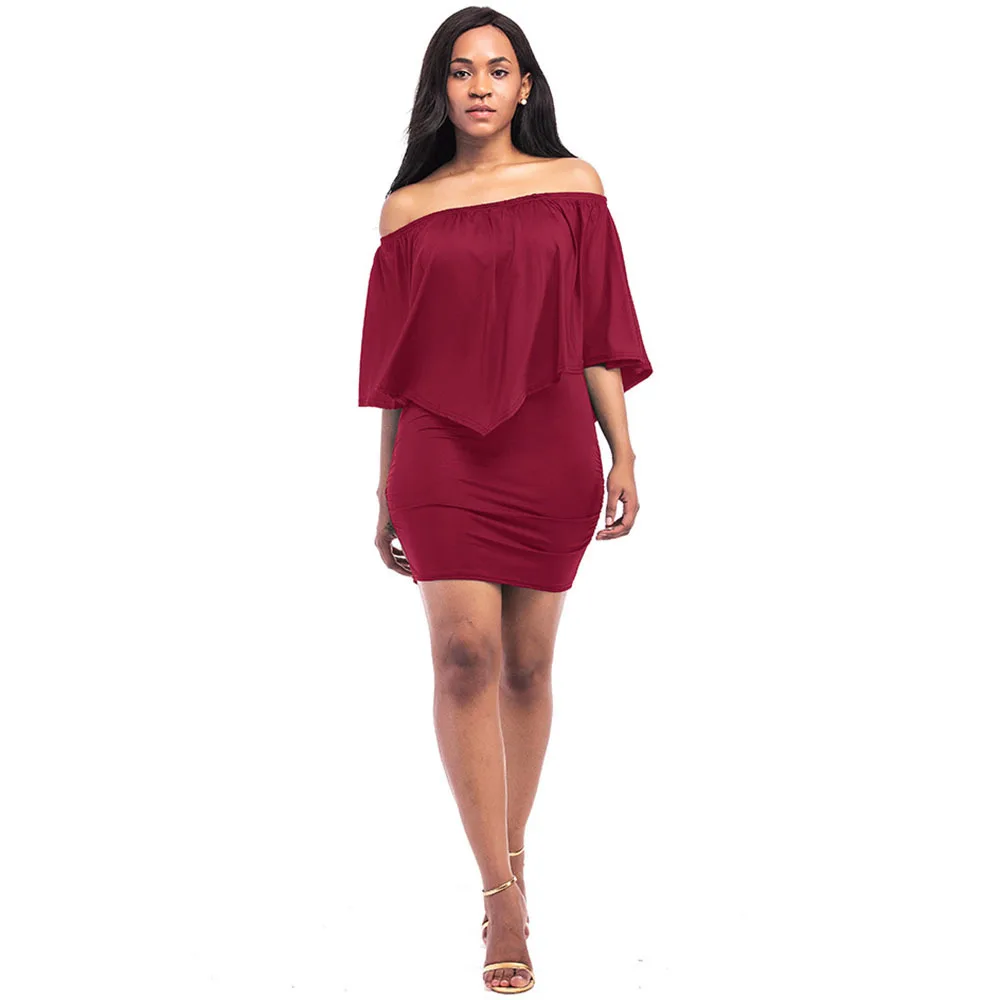2025 Spring/Summer New Fashion Slash Neck Geometric Irregular Ruffles Wrapped Hips Dresses Casual Elegant Sexy Women Mini Dress