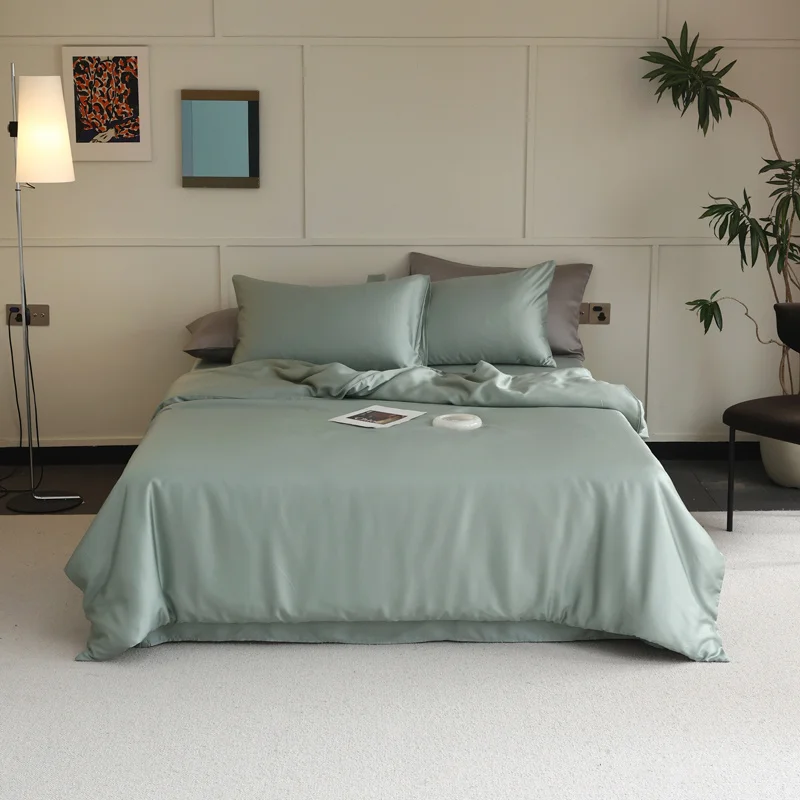 Mulberry Silk Duvet Cover 1PC Quilt Cover Solid Color Smooth Comforter Cover with Zipper Closure Double King Queen Size Bedding