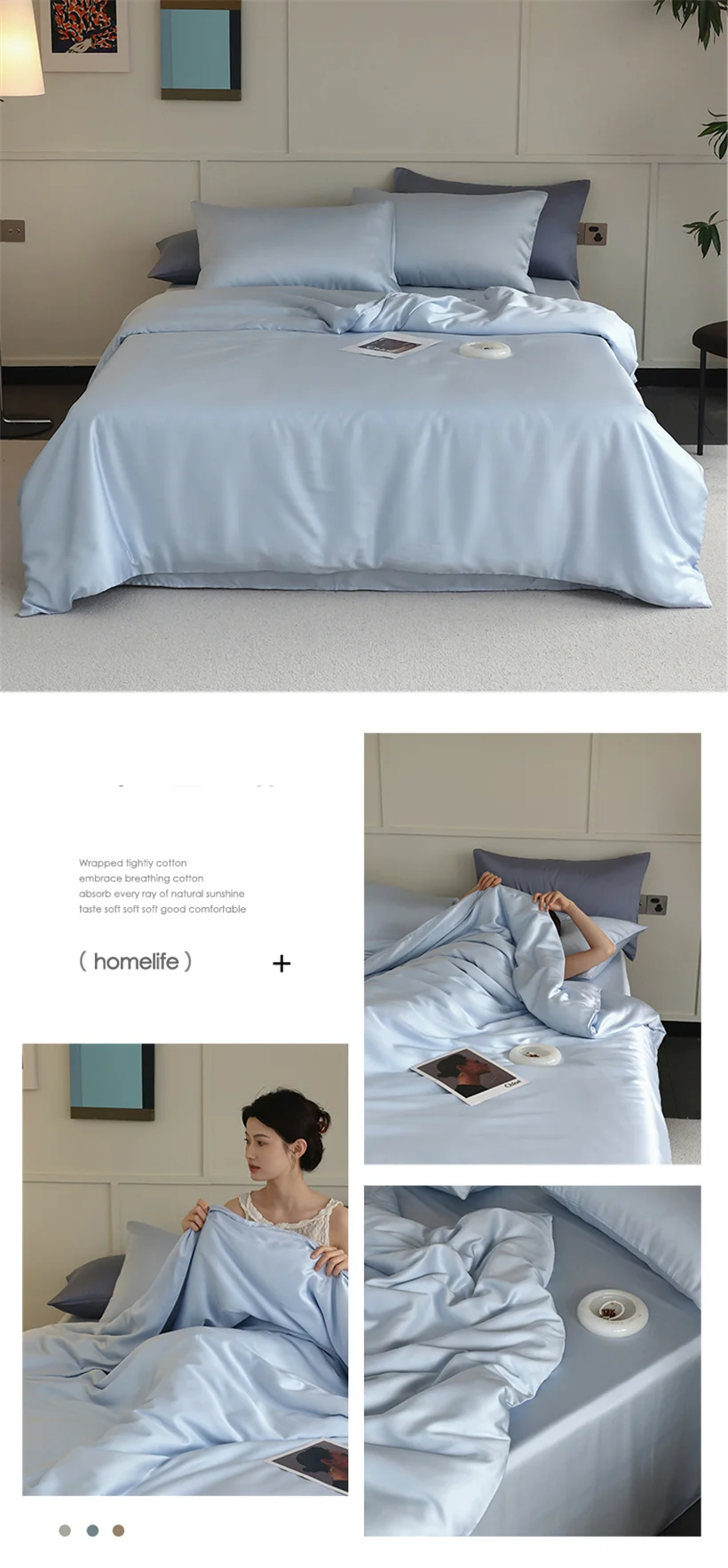 High End Mulberry Silk Duvet Cover Luxurious Double Sides 100% Silk Blanket Cover for Kids Adults 1 Piece Smooth Quilt Covers
